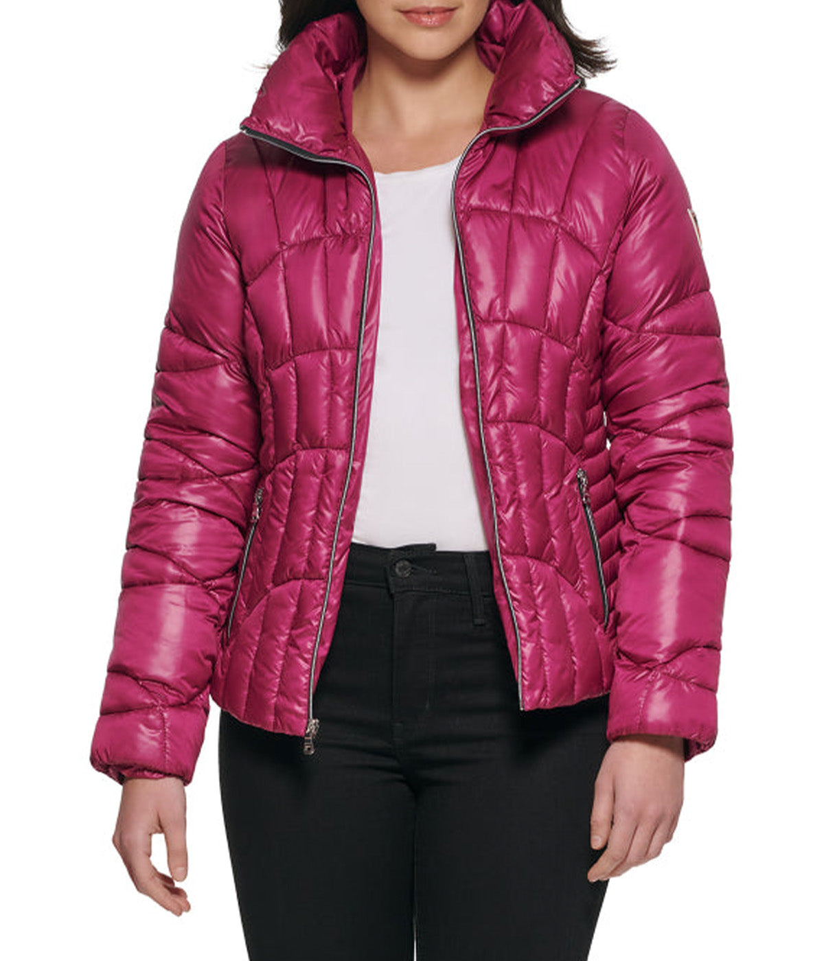  GUESS Quilted Puffer Jacket Magenta - Magenta - Bonton