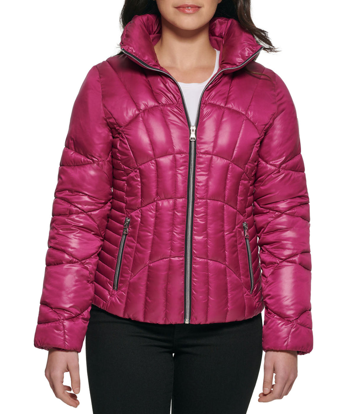  GUESS Quilted Puffer Jacket Magenta - Magenta - Bonton