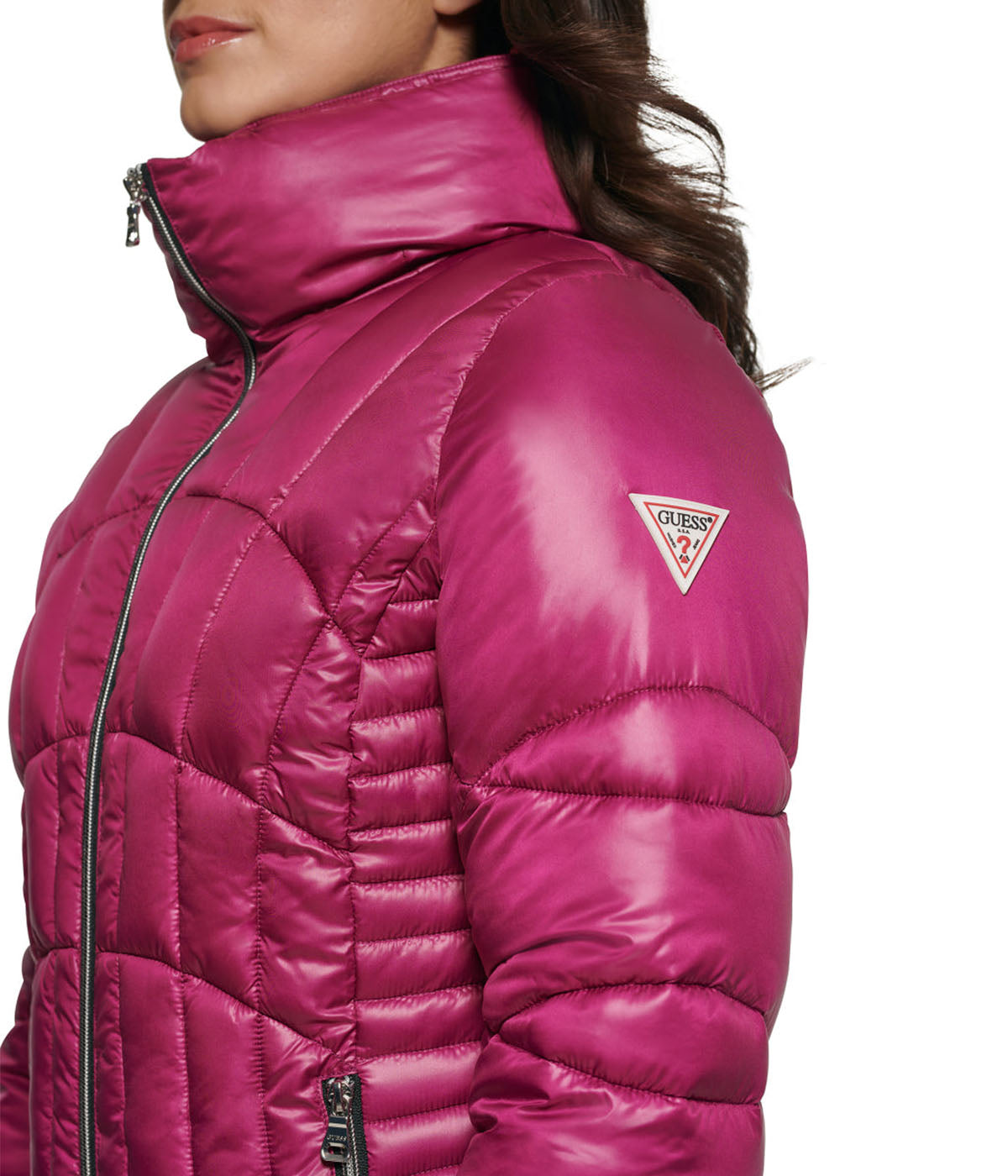  GUESS Quilted Puffer Jacket Magenta - Magenta - Bonton