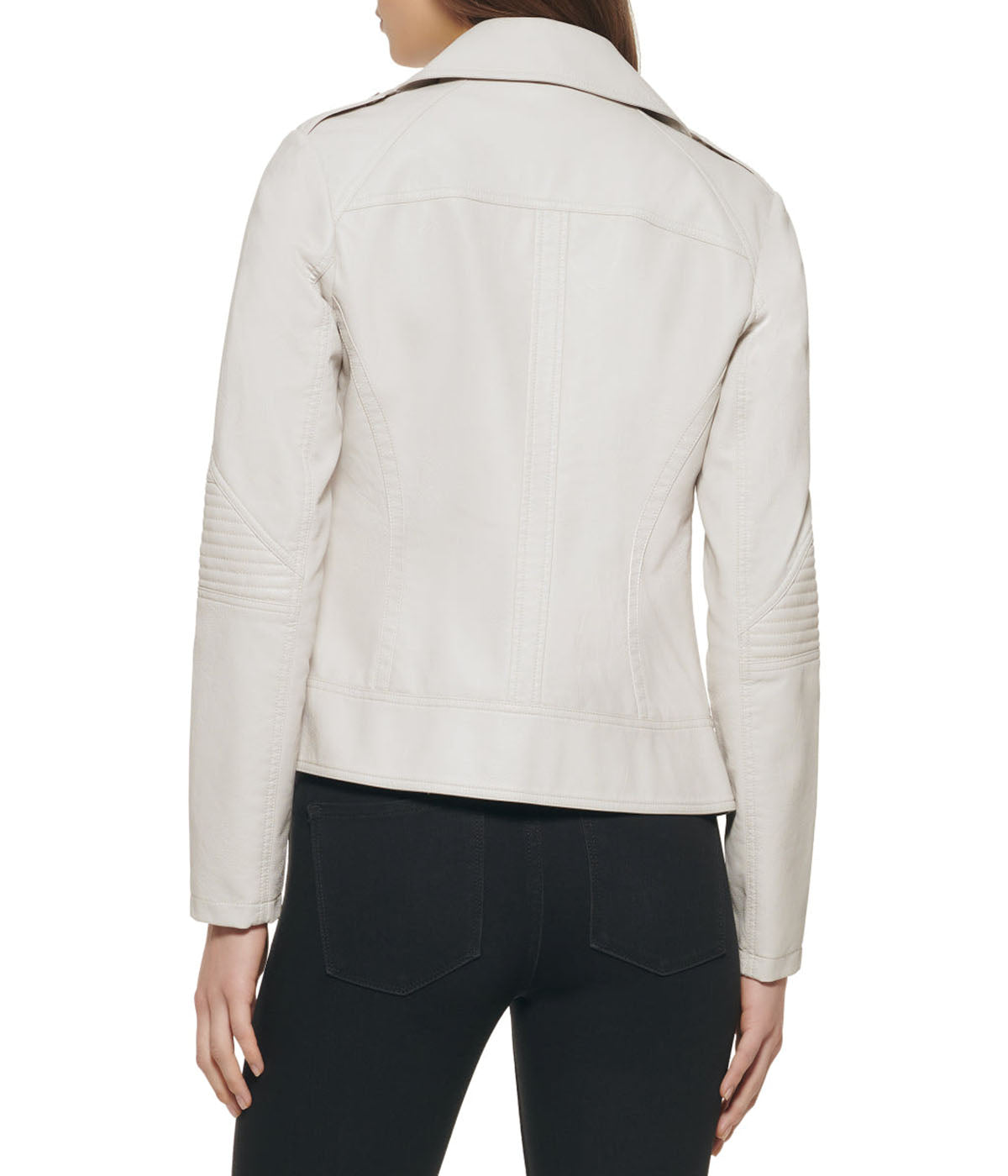  GUESS Faux Leather Asymmetrical Moto Jacket Stone - Stone - Bonton