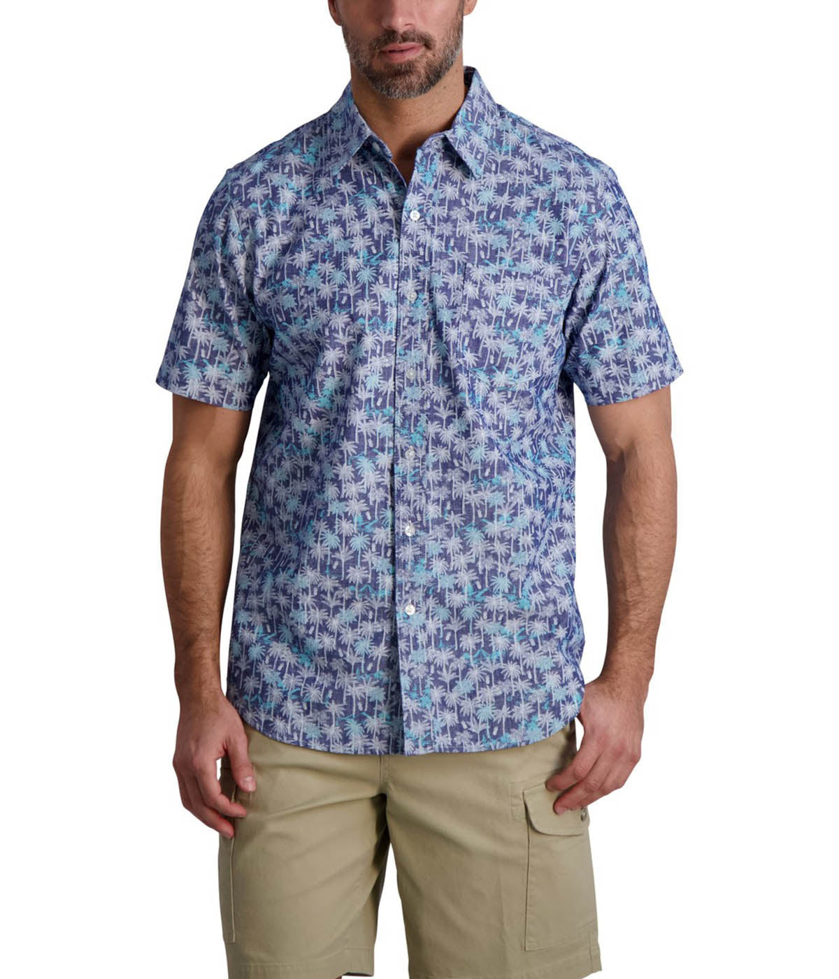  Chaps Chaps Men's Short Sleeve Shirt Chambray ButtonUp 2 - Navy Peony - Bonton