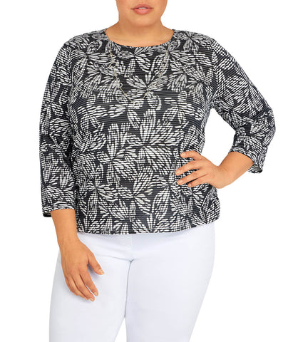 Plus Floral Jacquard Butterfly Necklace