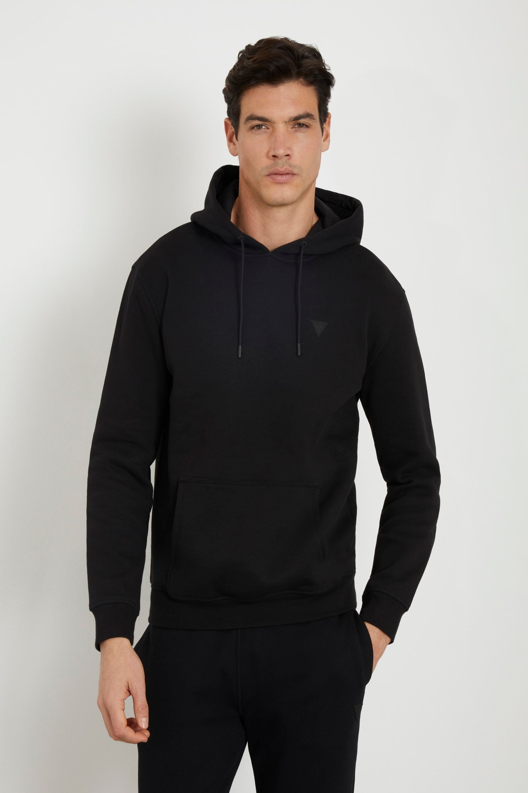  Guess Men's Eco Aldwin Hooded Sweatshirt - Jet Black - Bonton