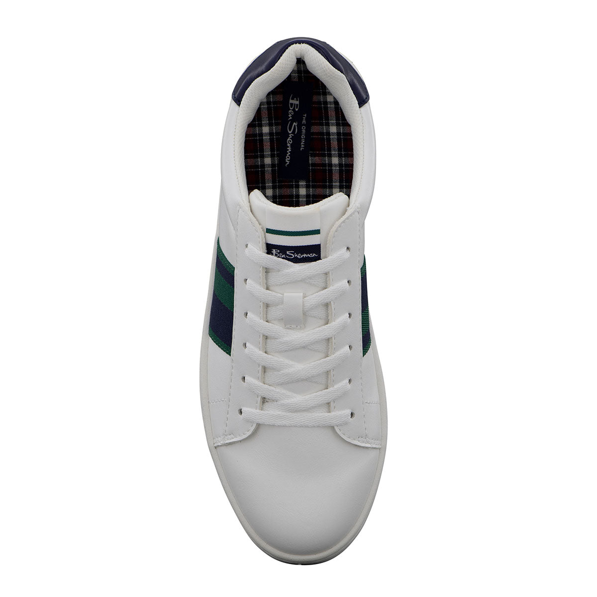  Ben Sherman Hampton Stripe Lace Up Sneaker - White / Navy / Green - Bonton