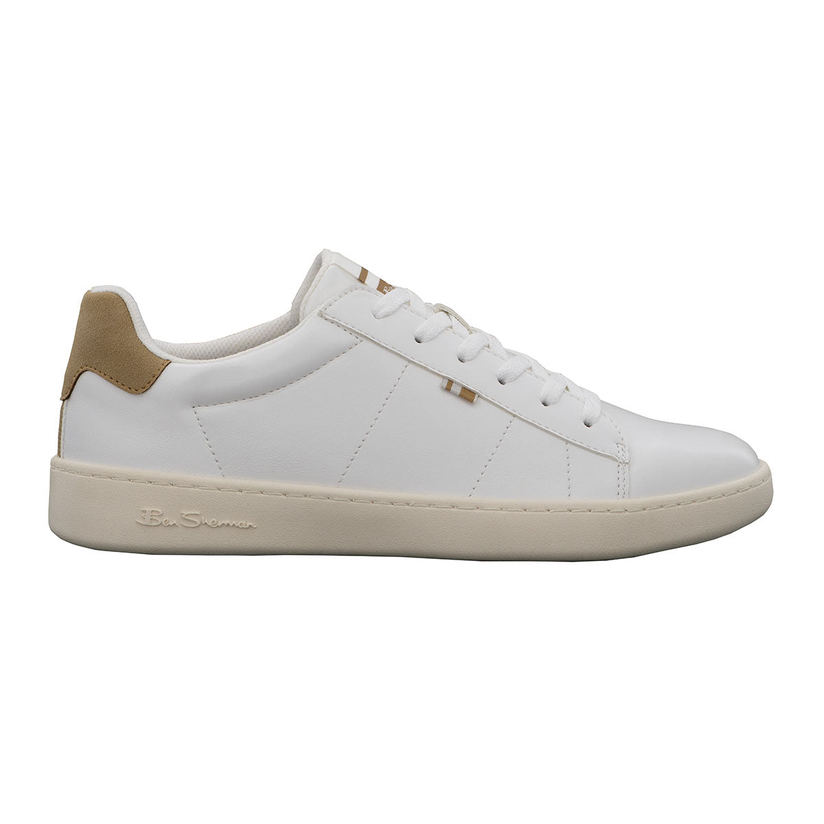  Ben Sherman Hampton Lace Up Sneaker - White & Tan - Bonton