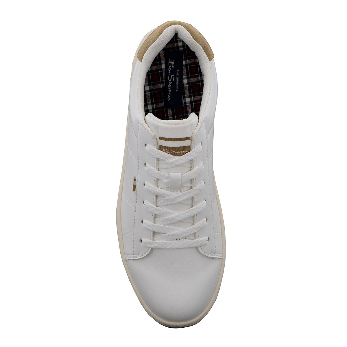  Ben Sherman Hampton Lace Up Sneaker - White & Tan - Bonton