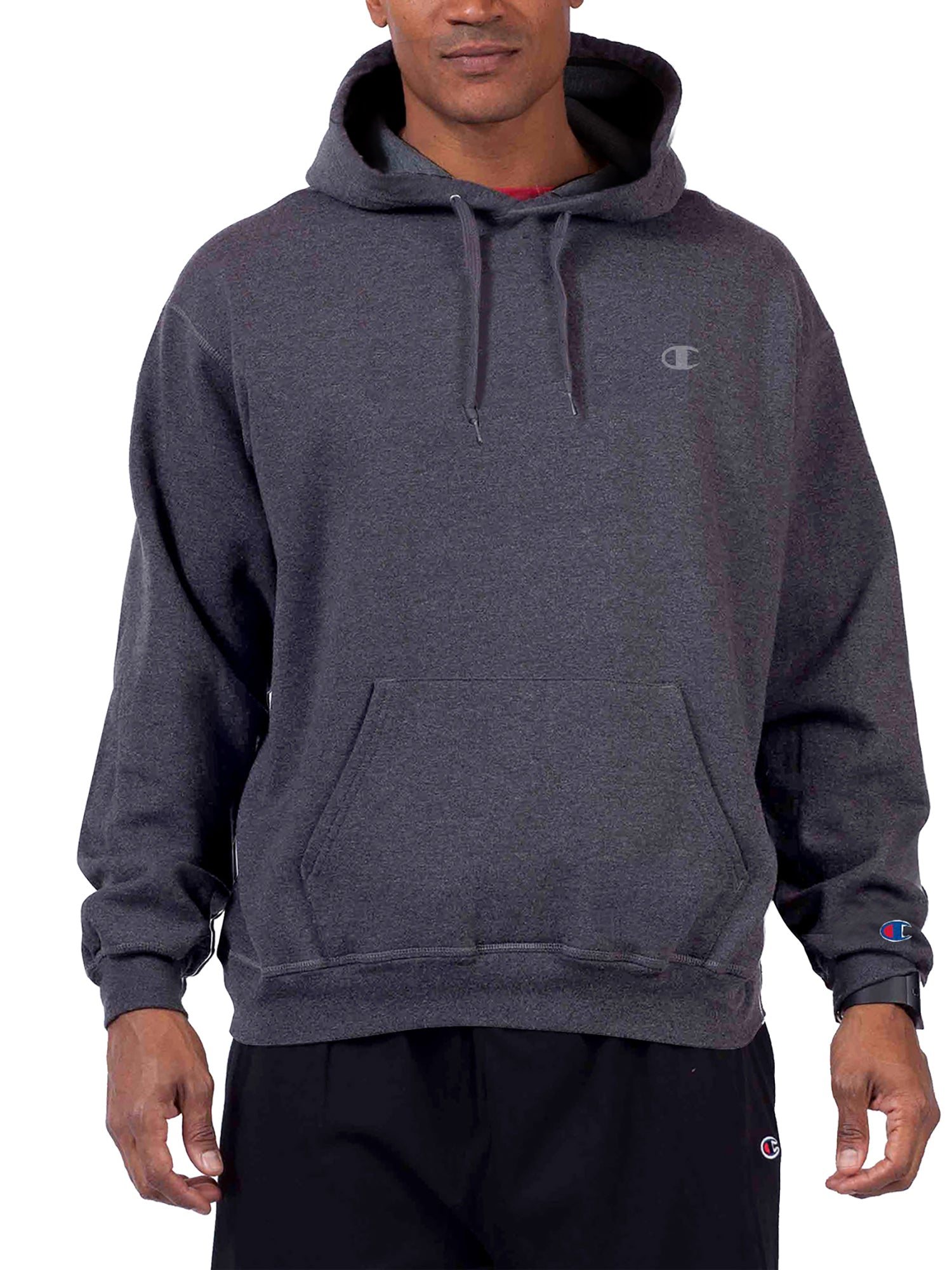  Champion Champion Big And Tall Men's Powerblend Fleece Pullover Hoodie Sweatshirt - Charcoal Heather - Bonton