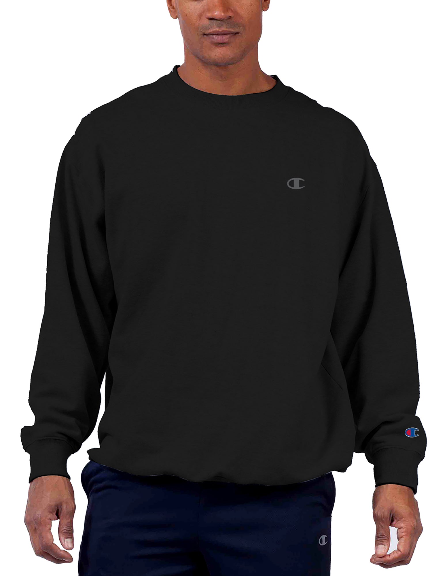  Champion Champion Big And Tall Men's Powerblend Fleece Pullover Crew Sweatshirt - Black - Bonton