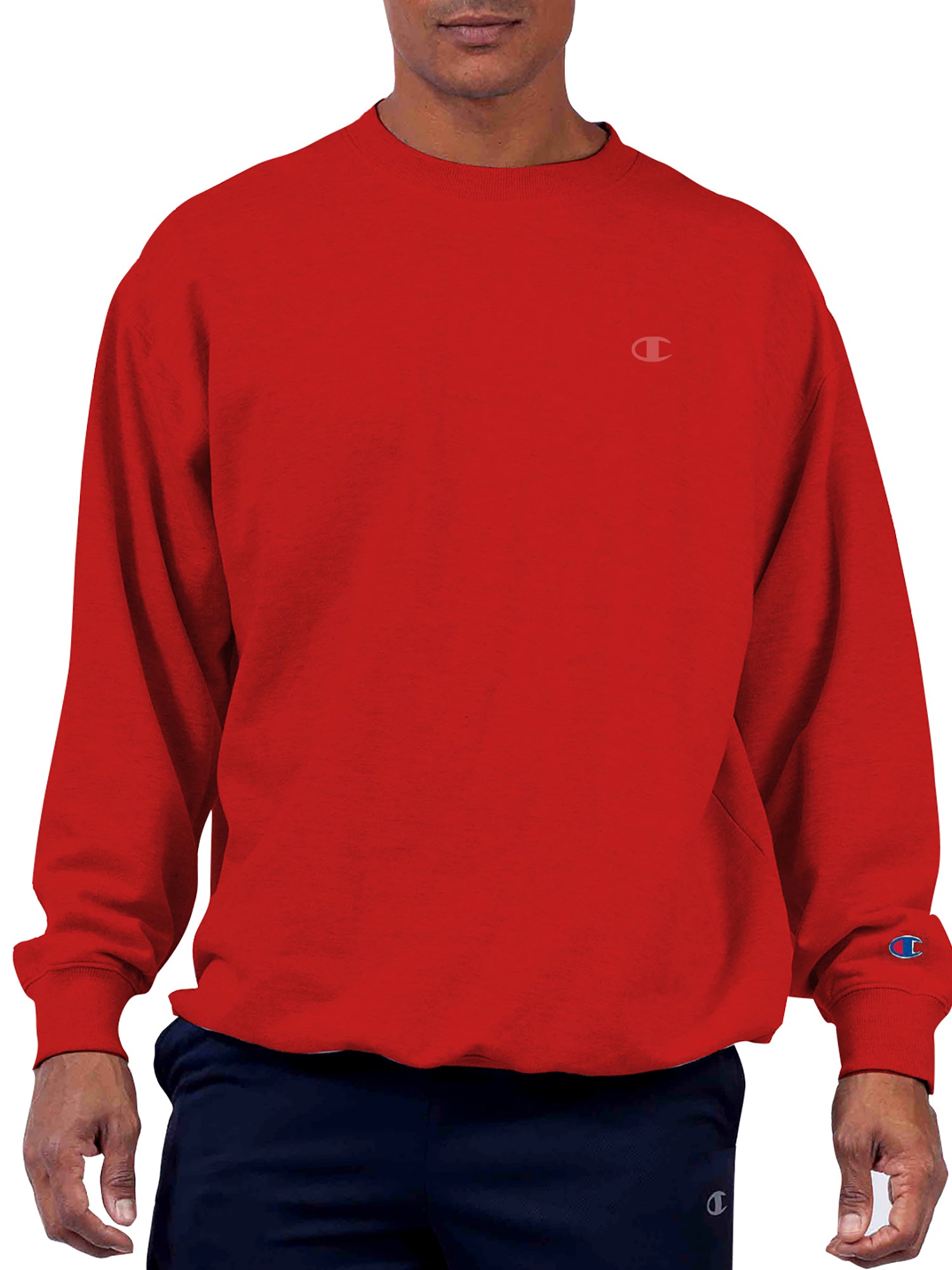  Champion Champion Big And Tall Men's Powerblend Fleece Pullover Crew Sweatshirt - Red - Bonton