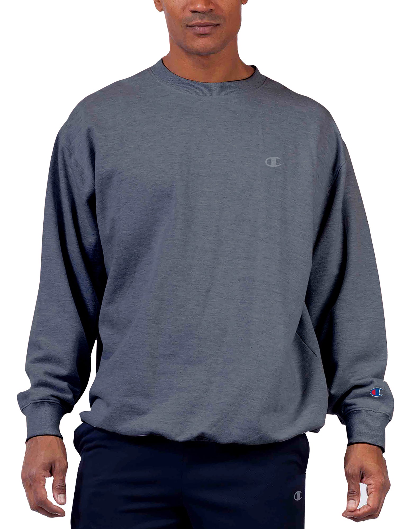  Champion Champion Big And Tall Men's Powerblend Fleece Pullover Crew Sweatshirt - Charcoal Heather - Bonton
