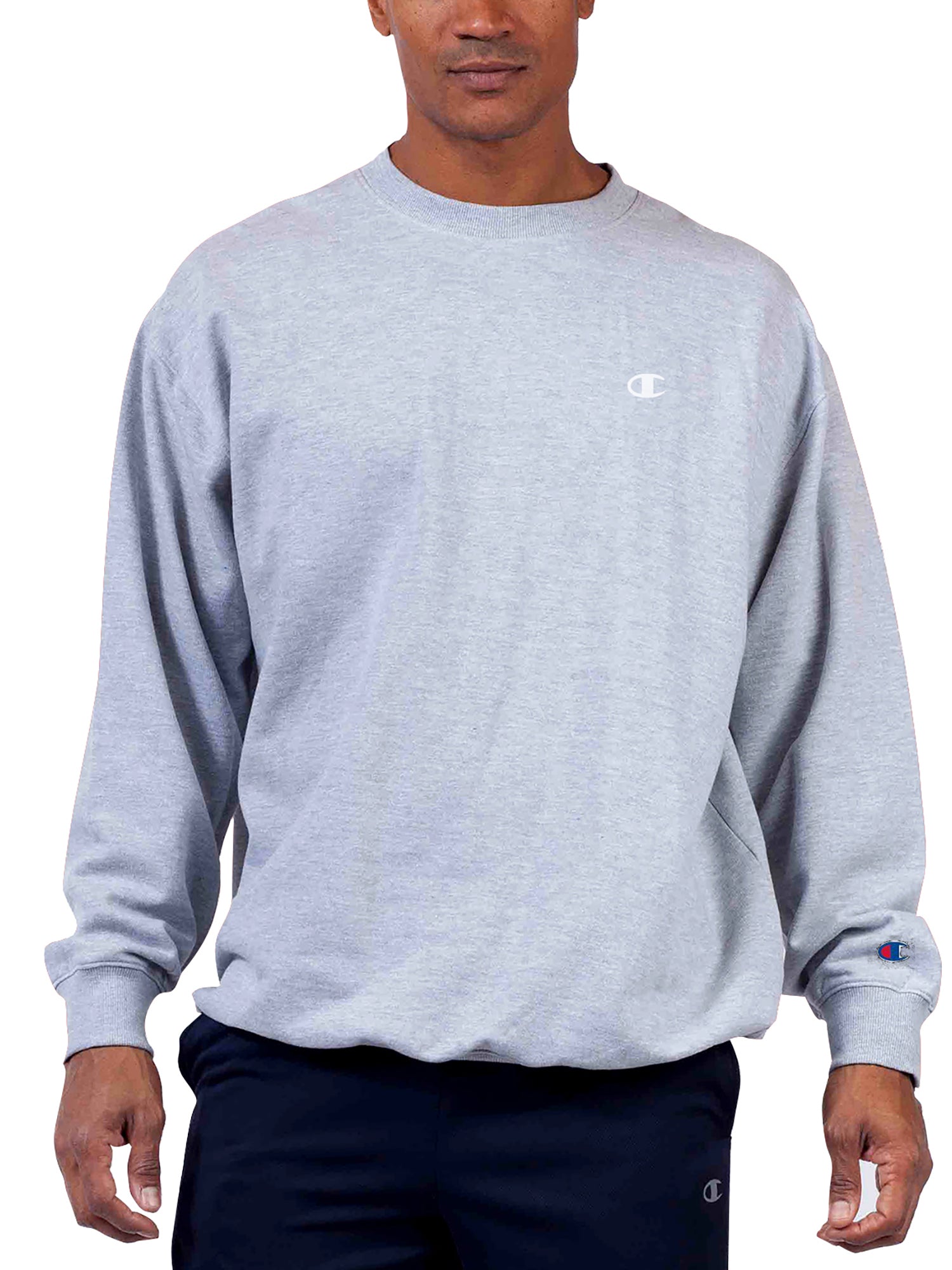  Champion Champion Big And Tall Men's Powerblend Fleece Pullover Crew Sweatshirt - Heather Grey - Bonton