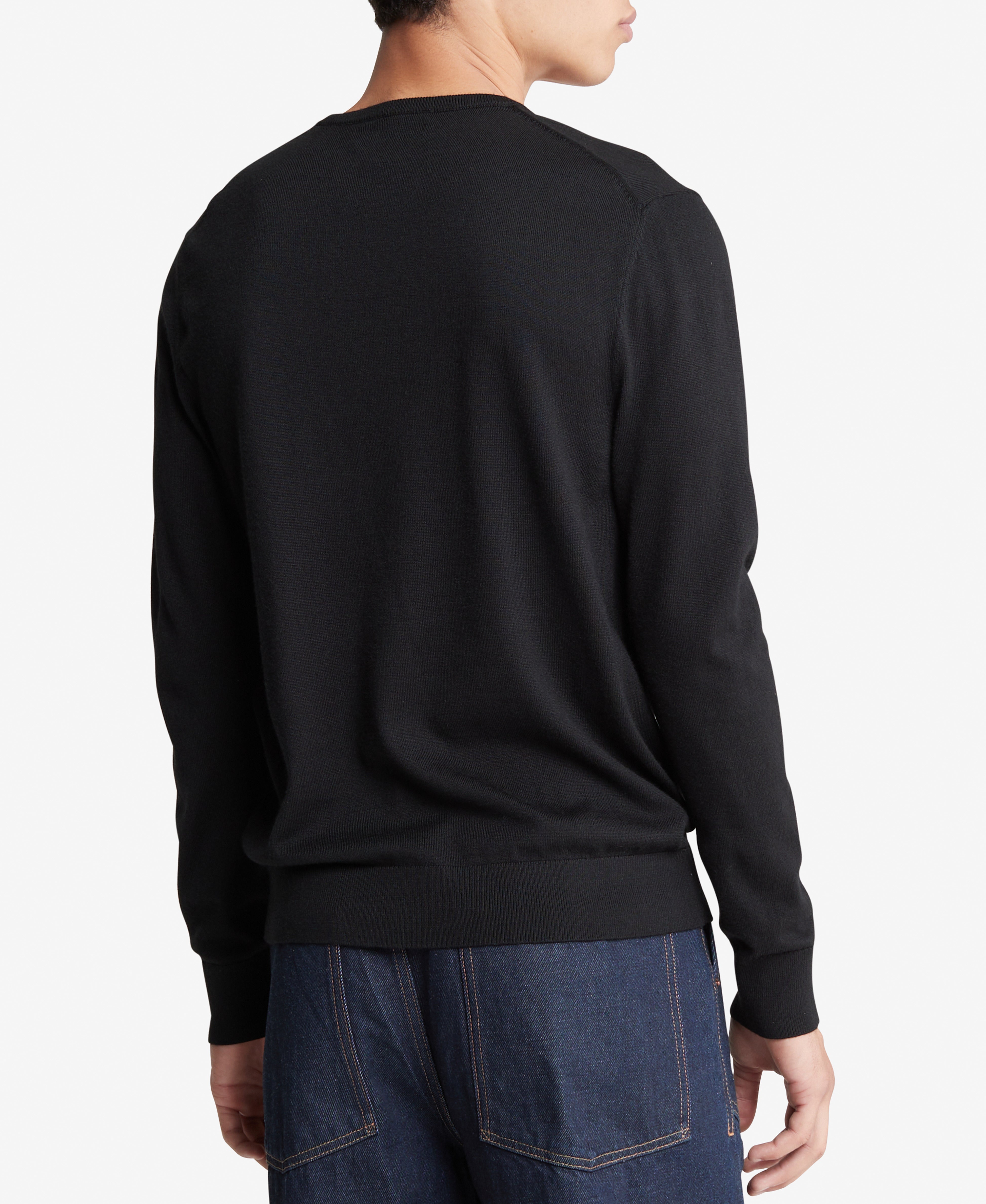  Calvin Klein Long Sleeve Solid Extrafine Merino Crew 14Gg Black - Black - Bonton