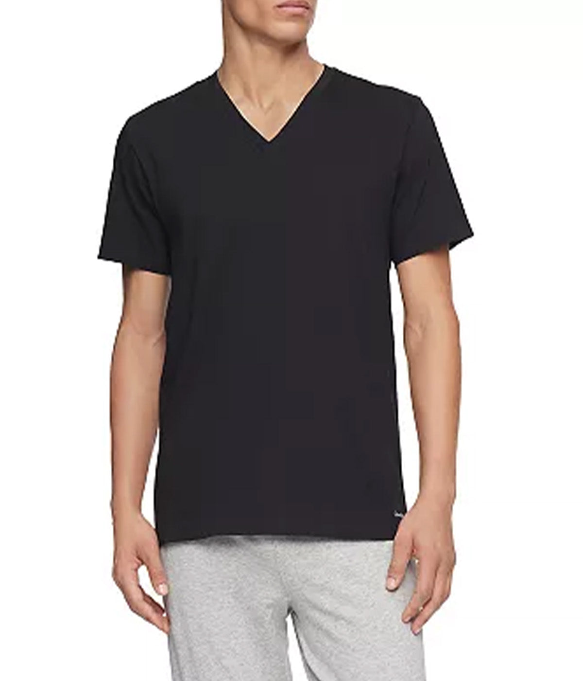  Calvin Klein Cotton Classics Short Sleeve V-Neck Classic Fit 3 Pack Tee - Black - Bonton