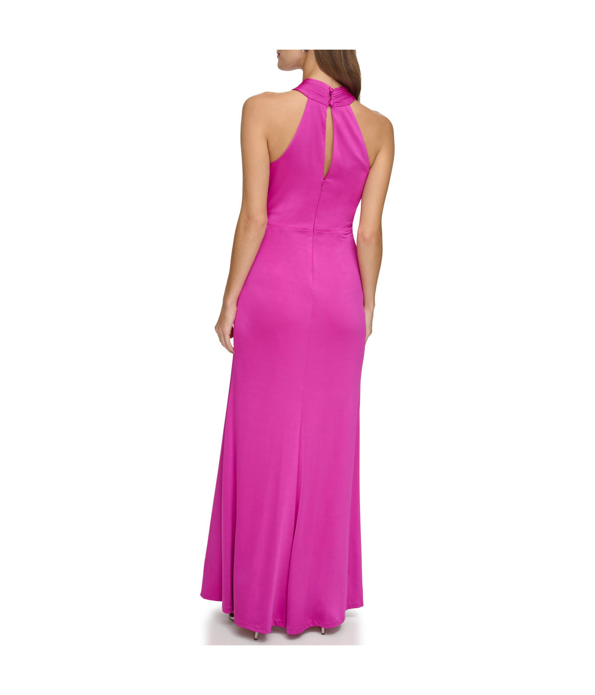  Eliza J Sleeves High Neck Gown With Drape Front Berry - Berry - Bonton