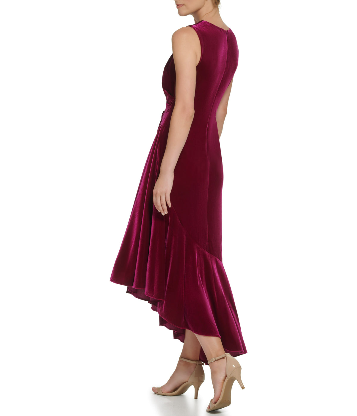  Eliza J Sleeveless Cocktail Midi W/ Ruffle Fuschia - Fuschia - Bonton