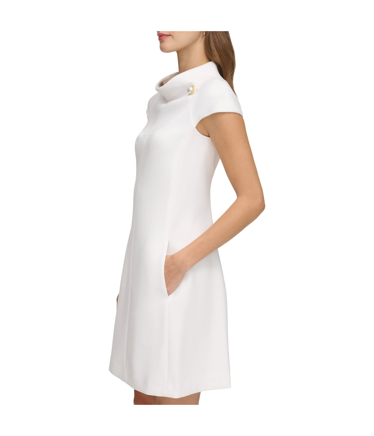  Eliza J Cap Sleeve Roll Neck Shift Ivory - Ivory - Bonton
