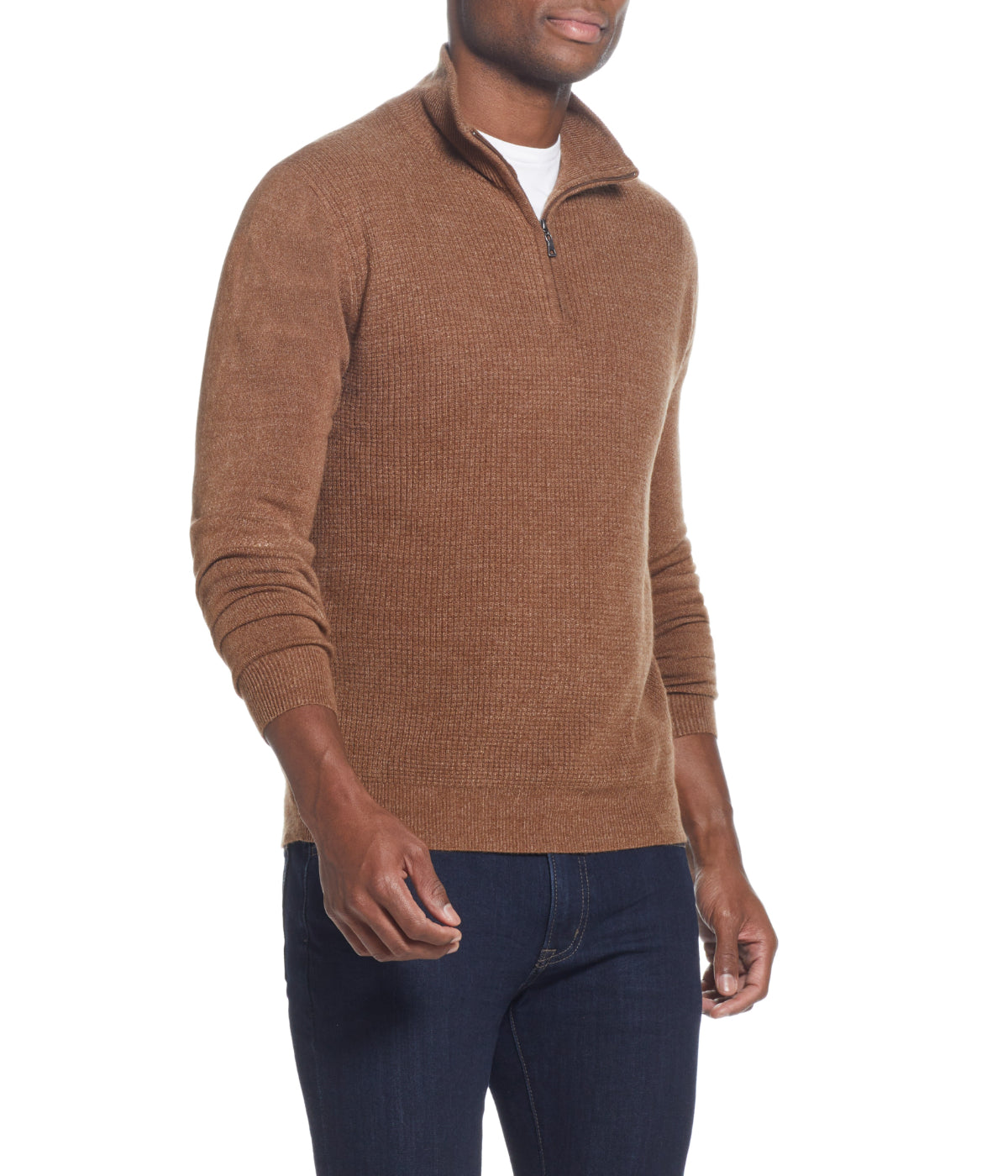  WEATHERPROOF VINTAGE Soft Touch Waffle 1/4 Zip Sweater Almond Heather - Almond Heather - Bonton
