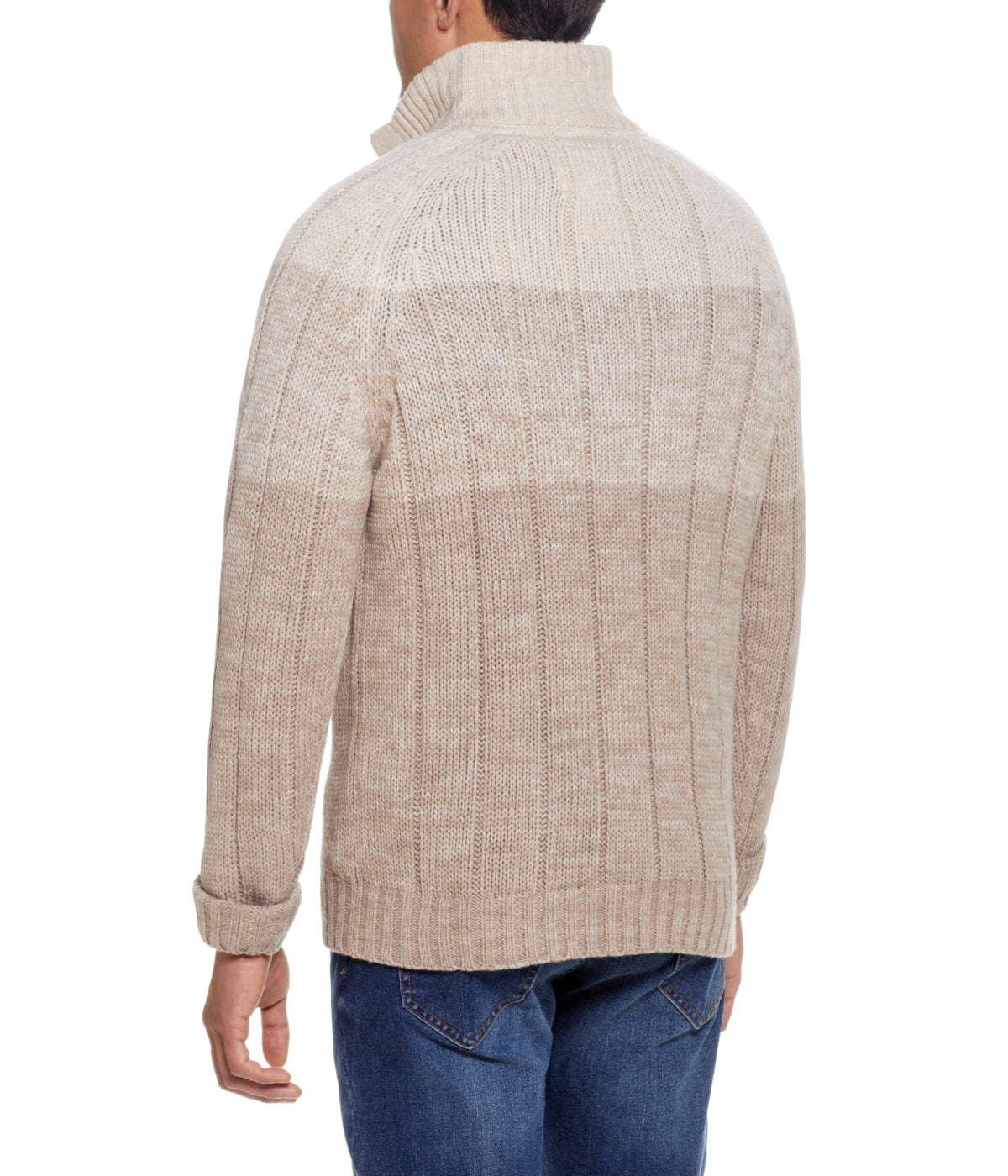  WEATHERPROOF VINTAGE Ombre Cable Button Mock Neck Sweater Beige Marl - Beige Marl - Bonton