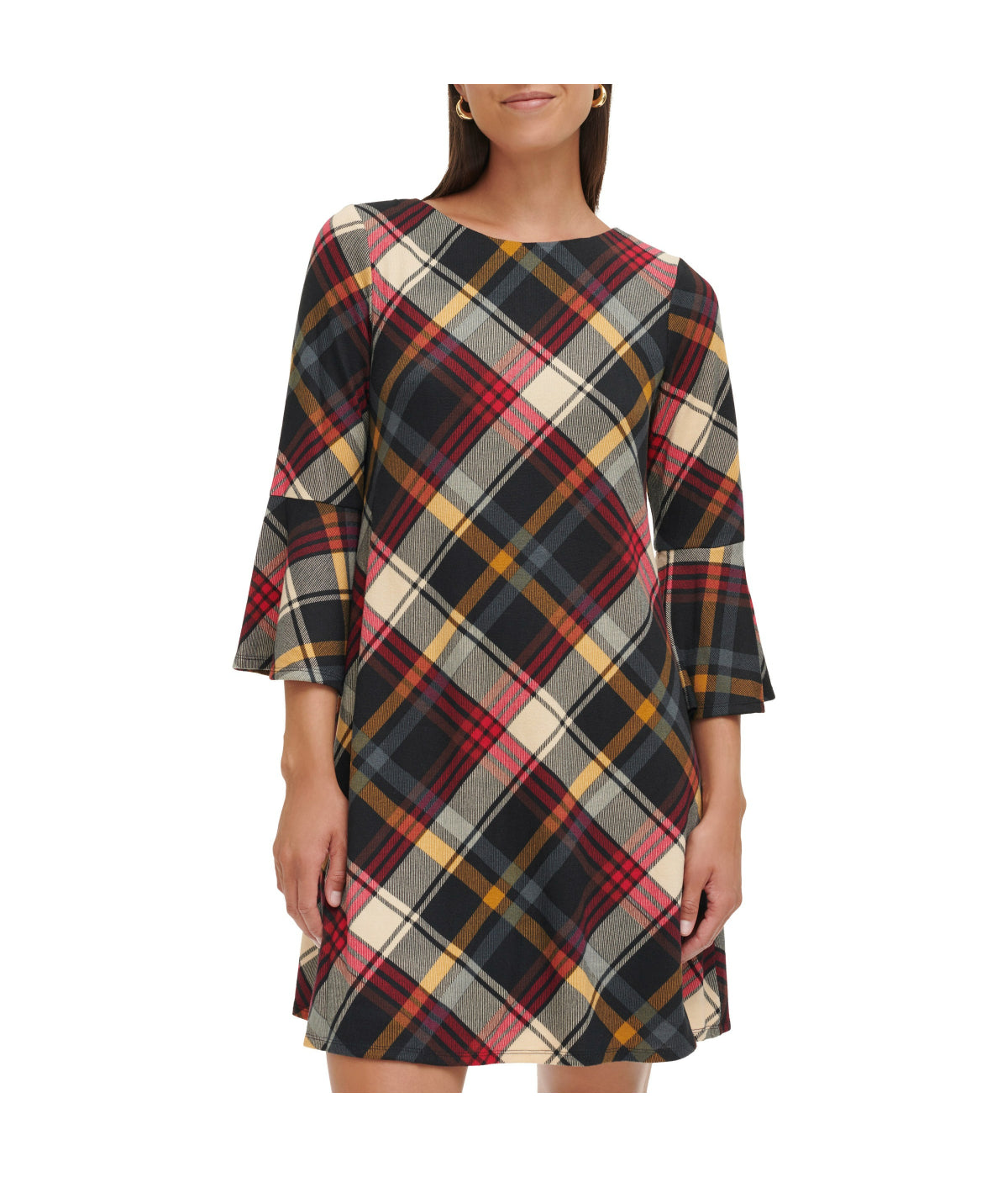  Jessica Howard 1Pc Bell Sleeve Trap Knit Melange Plaid Red Multi - Red Multi - Bonton