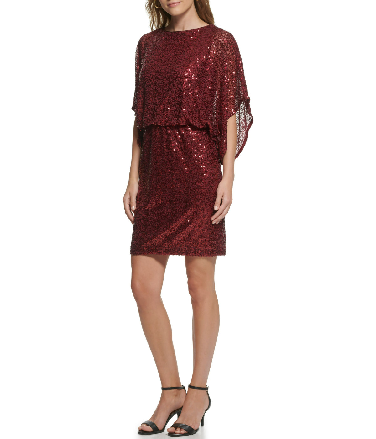  Jessica Howard 1Pc Dolman Sleeve Blouson Sheath Dress Ruby - Ruby - Bonton