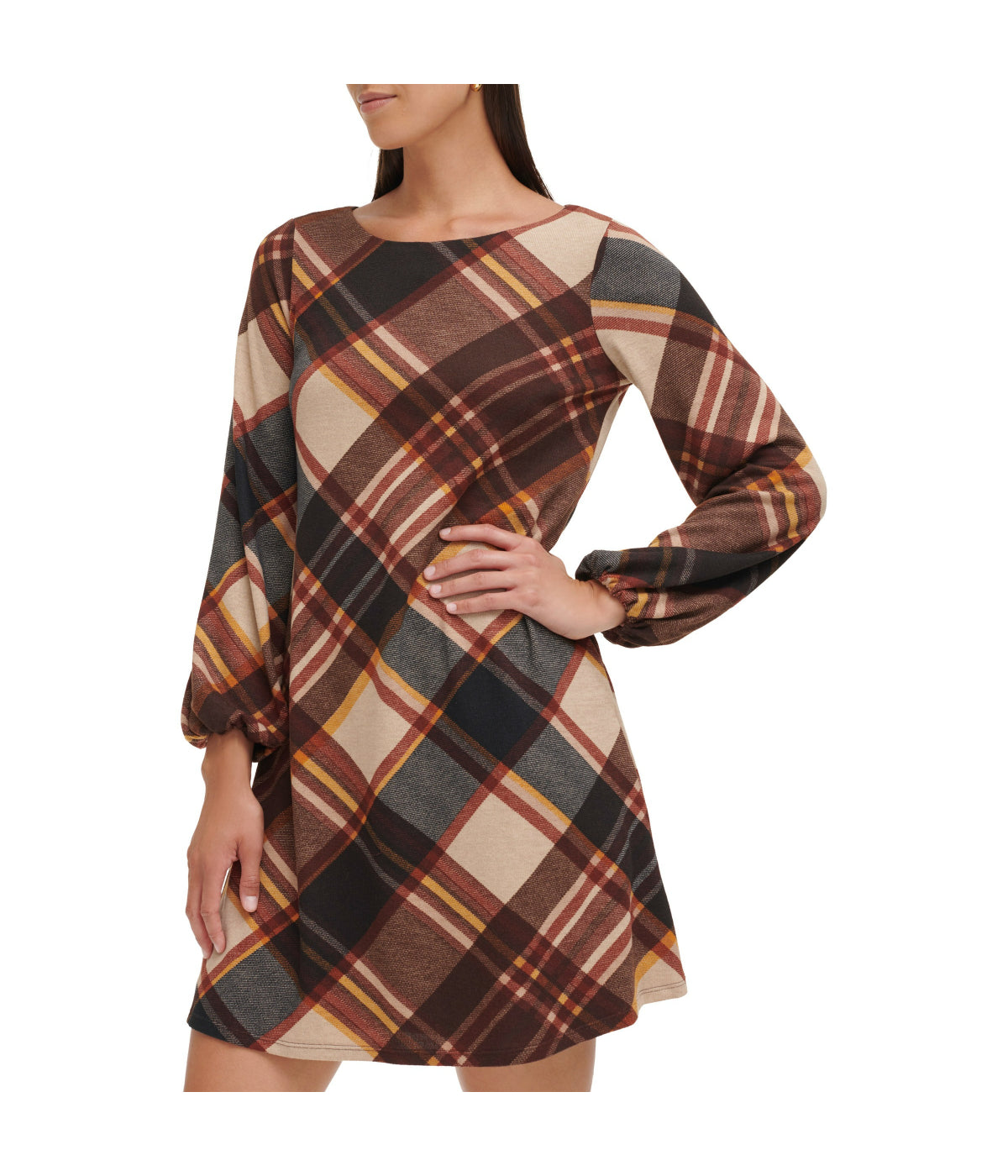  Jessica Howard 1Pc Puff Sleeve Trap Knit Melange Plaid Rust - Rust - Bonton