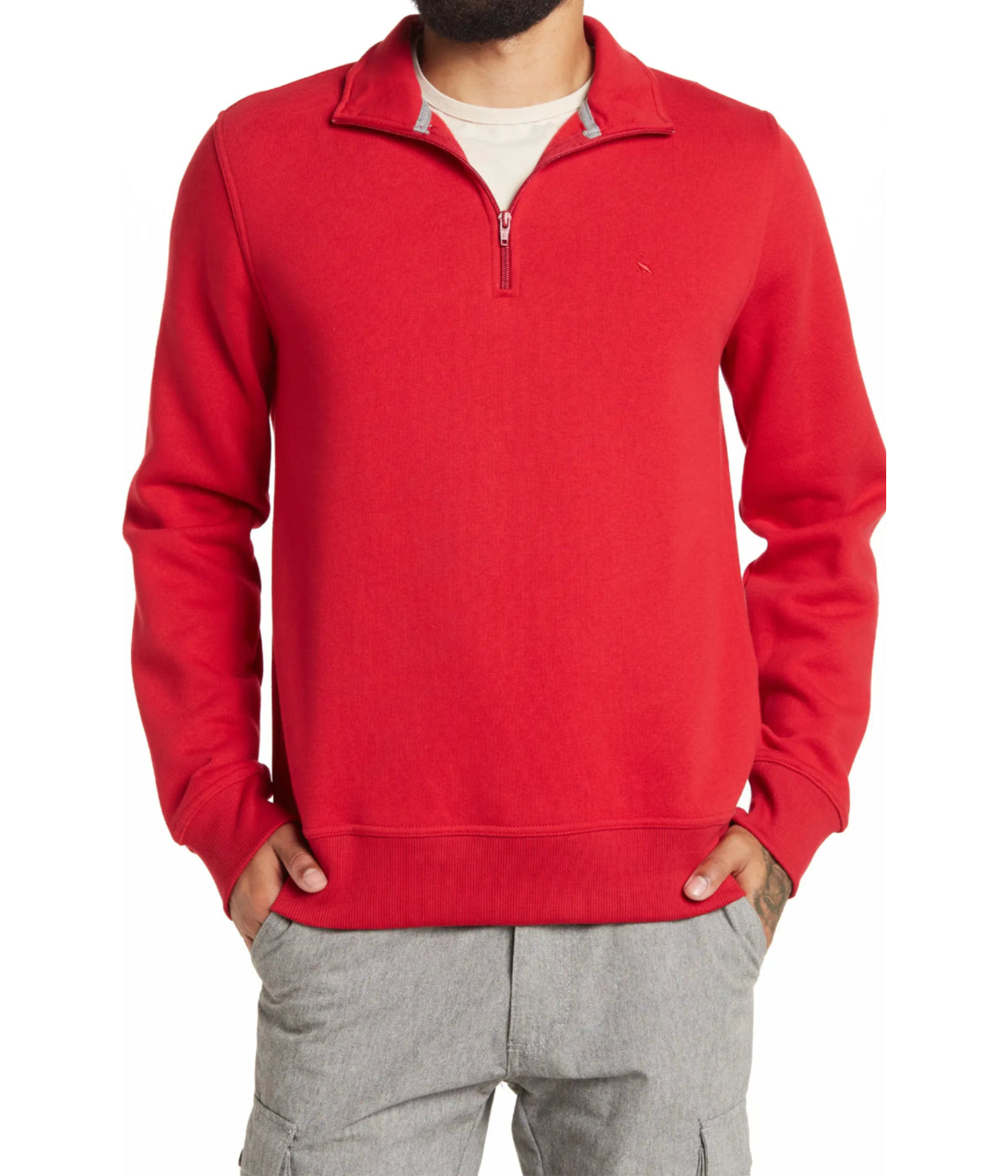  Tailorbyrd Quarter Zip Luxe Fleece Pullover Deep Red - Deep Red - Bonton