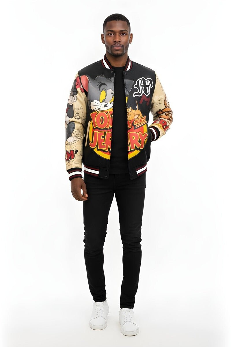  Members Only Tom And Jerry Varsity Jacket - BLACK - Bonton
