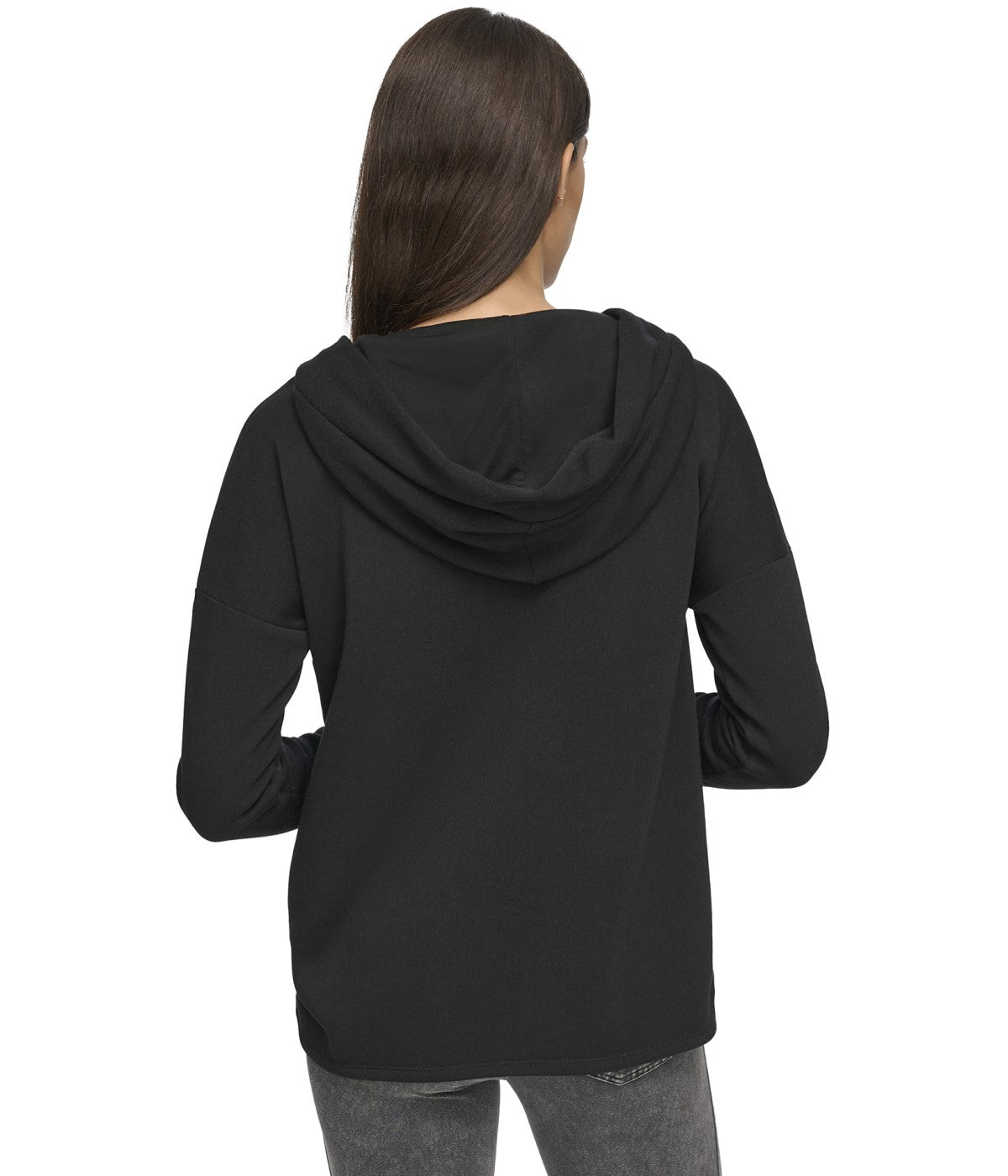 Andrew Marc Andrew Marc Women's Fleece Split Neck Hoodie Black - Black - Bonton