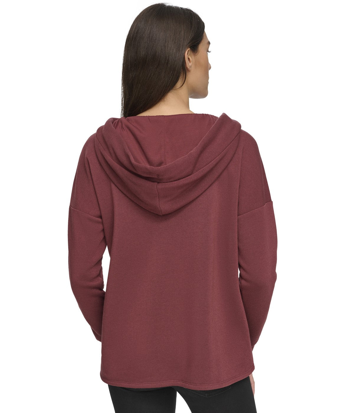  Andrew Marc Andrew Marc Women's Fleece Split Neck Hoodie Rust - Rust - Bonton