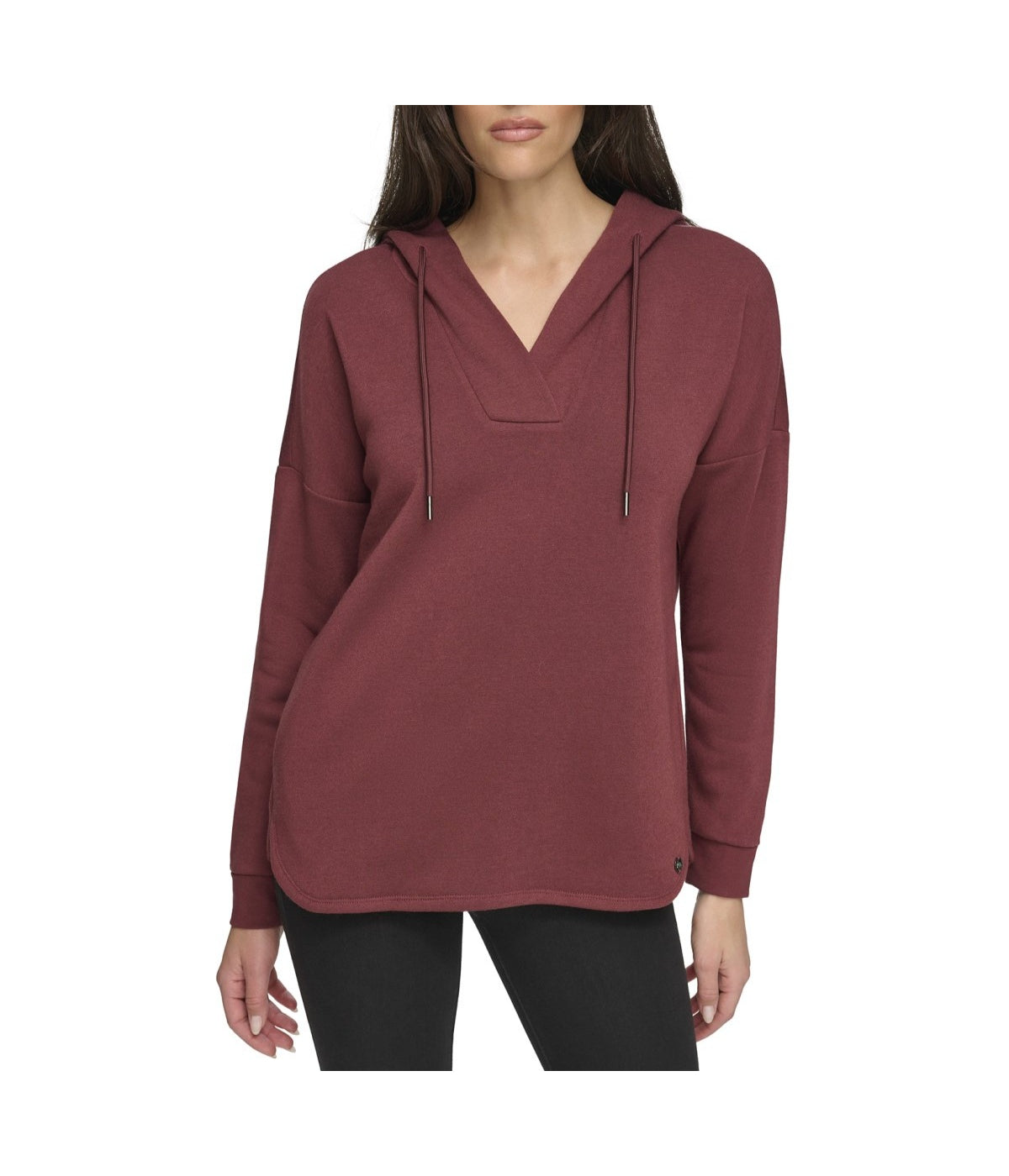  Andrew Marc Andrew Marc Women's Fleece Split Neck Hoodie Rust - Rust - Bonton