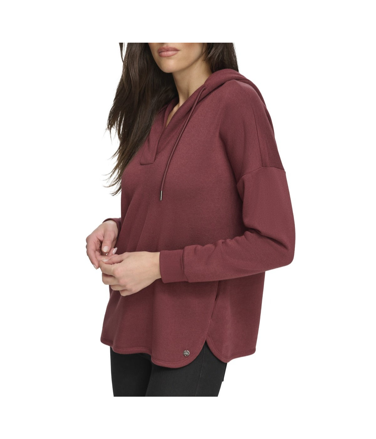  Andrew Marc Andrew Marc Women's Fleece Split Neck Hoodie Rust - Rust - Bonton