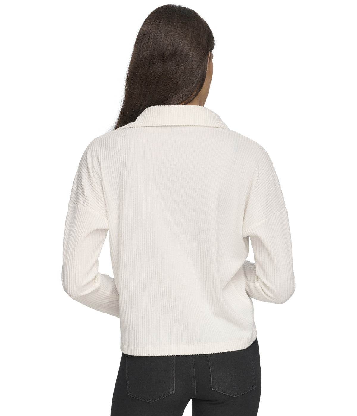  Andrew Marc Andrew Marc Women's Brushed Rib Polo Top Cream - Cream - Bonton