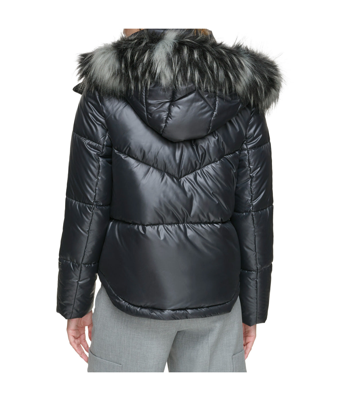  Andrew Marc Minna Faux Down Fill Lacquer Puffer Black - Black - Bonton