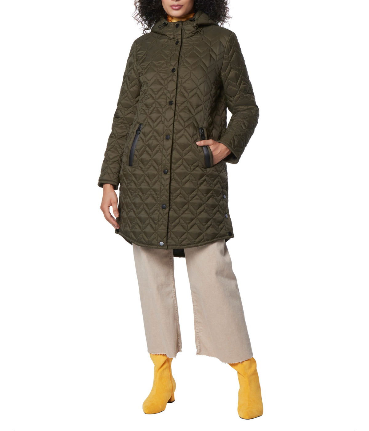  Andrew Marc Rialto Attached Hood Double Diamond Quilts Forest - Forest - Bonton