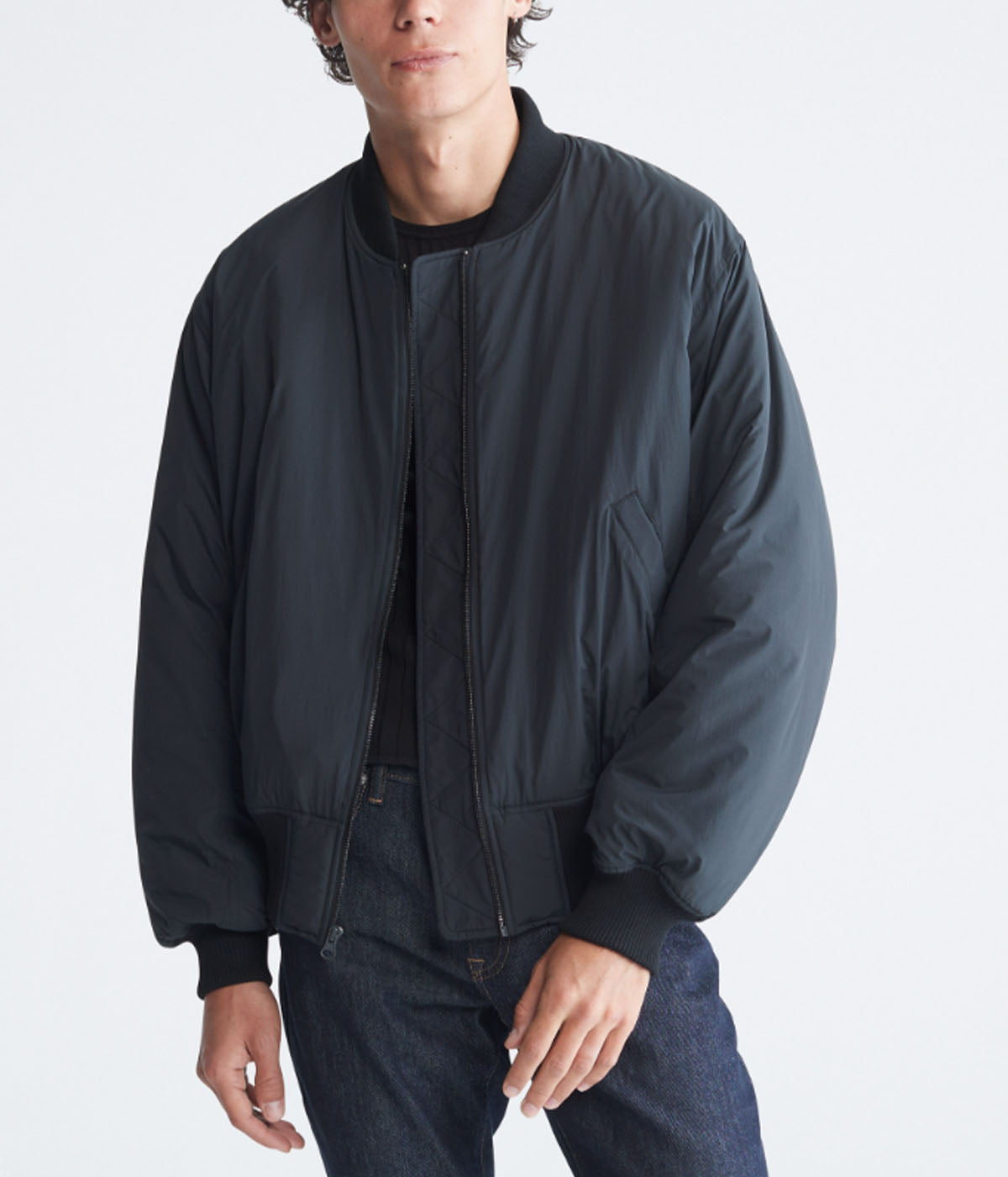  Calvin Klein Front Zipper Matte Bomber Jacket - Black Beauty - Bonton