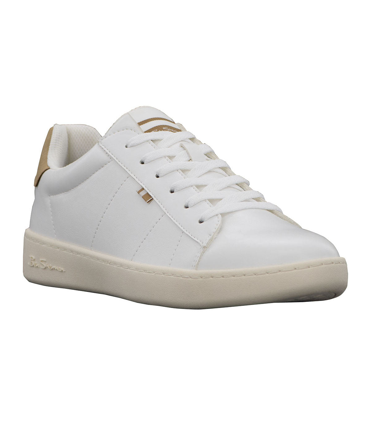  Ben Sherman Hampton Lace Up Sneaker - White & Tan - Bonton