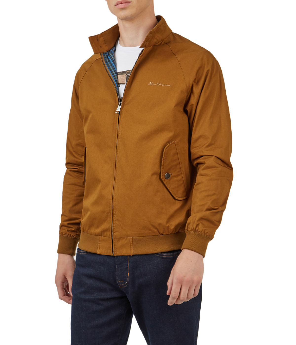  Ben Sherman Signature Harrington Jacket with 2-Button Collar - Bronze - Bonton