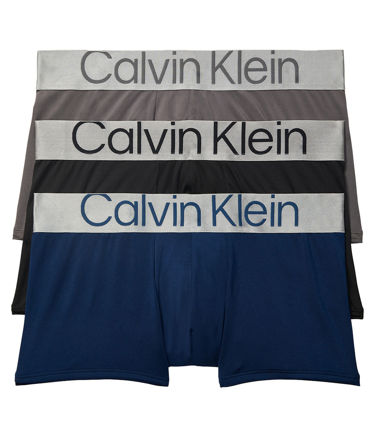  Calvin Klein Reconsidered Steel Micro Low Rise Trunk 3 Pack - Black/ Grey Sky/ Lake Crest Blue - Bonton