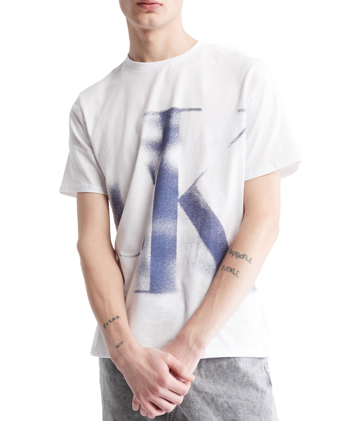 Calvin Klein Short Sleeves Blur Logo Tee - Brilliant White - Bonton