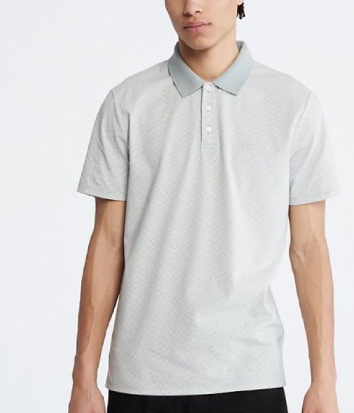  Calvin Klein SS SMOOTH COTTON MINI GEO POLO - Blanc De Blanc - Bonton