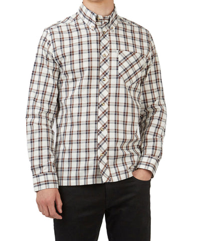 Long Sleeve Grid Check Buttondown Shirt