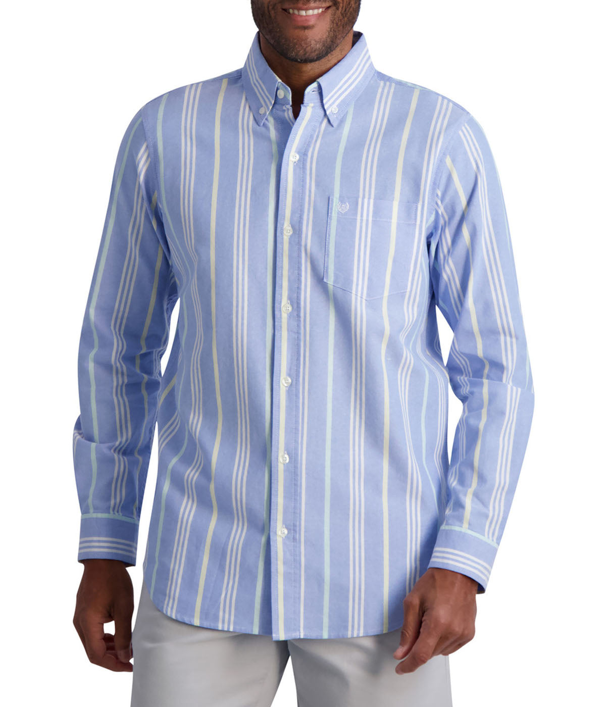  Chaps Chaps Men's Long Sleeve Oxford ButtonUp Shirt - Marina Blue - Bonton