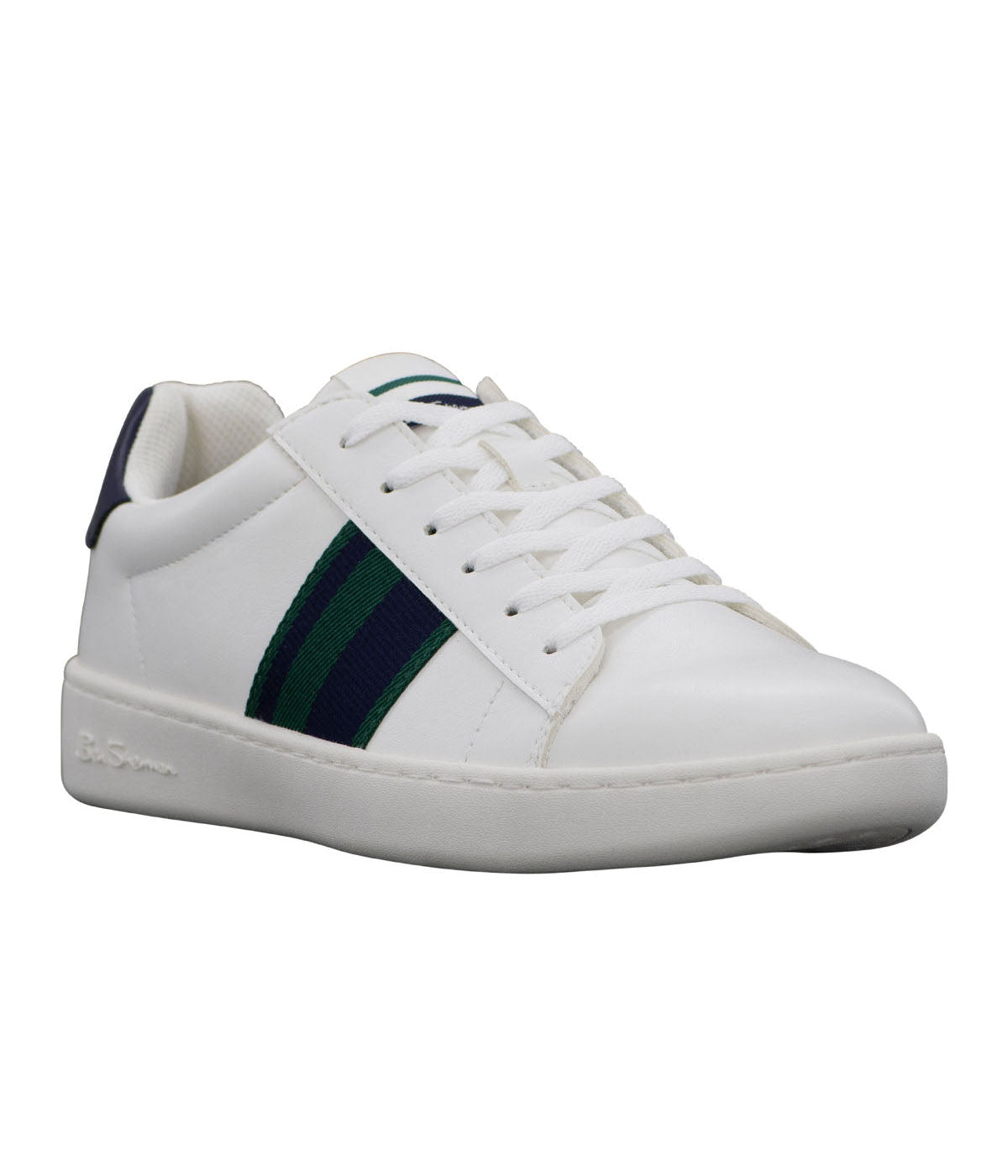  Ben Sherman Hampton Stripe Lace Up Sneaker - White / Navy / Green - Bonton