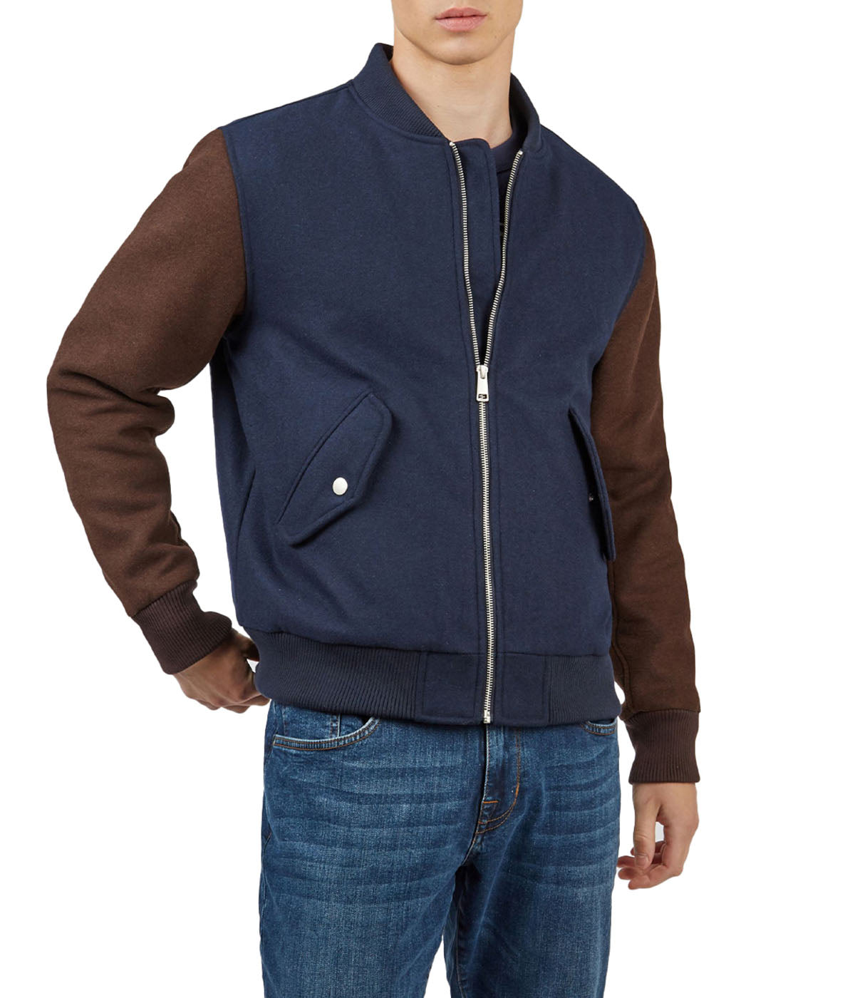  Ben Sherman Color Block Wool Bomber - Midnight - Bonton