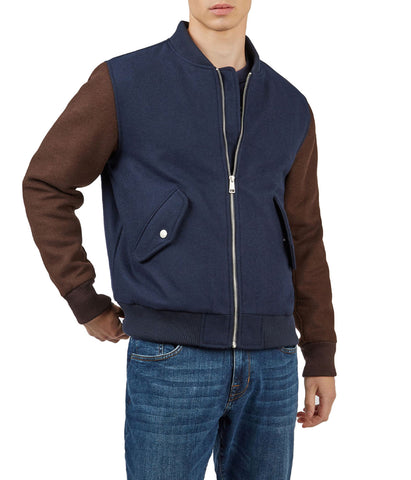 Color Block Wool Bomber