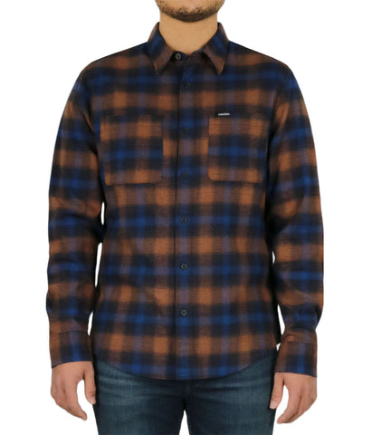 Long Sleeves Linear Ombre Flannel Shirt