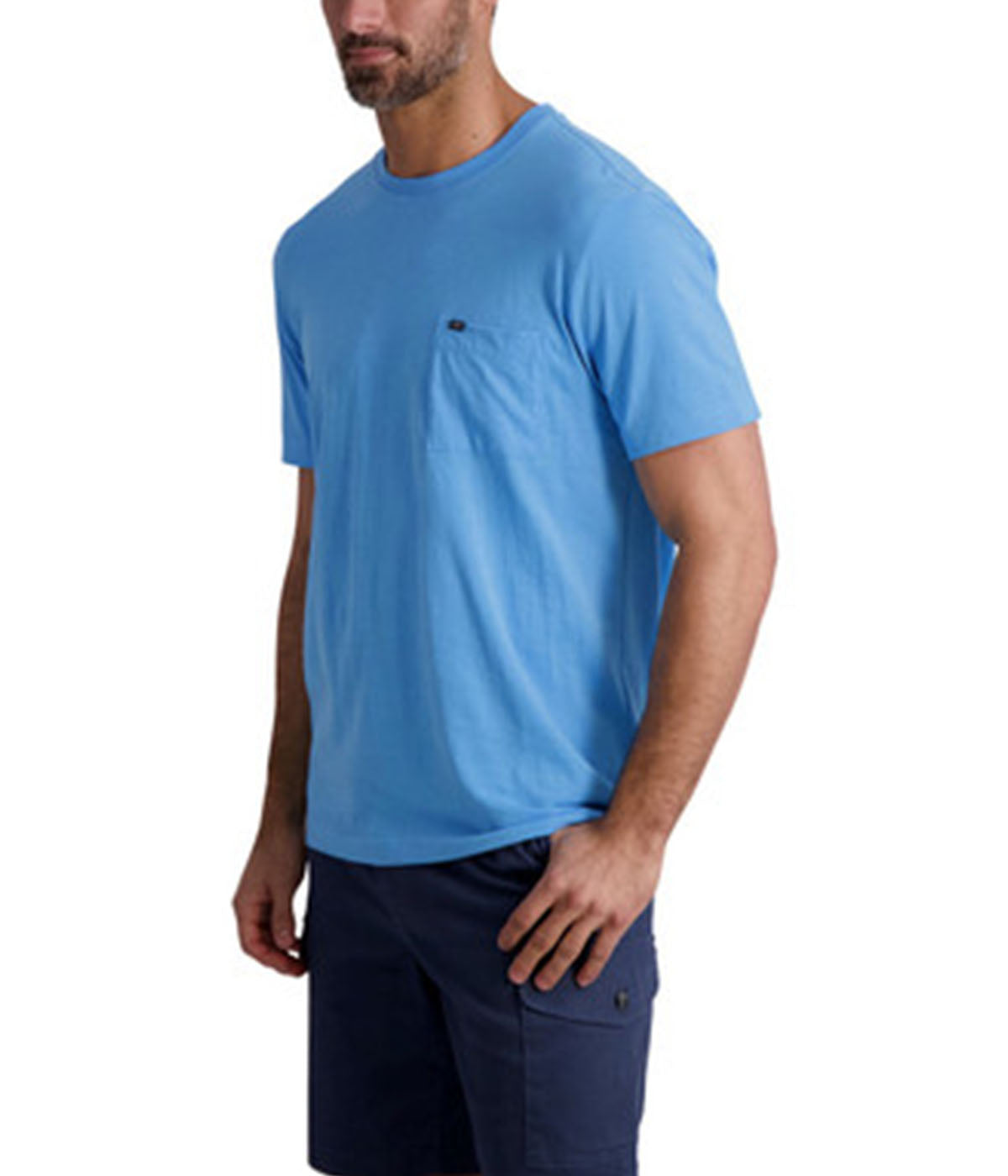  Chaps Chaps Men's Short Sleeve Crewneck Pocket Tee - Azure - Bonton