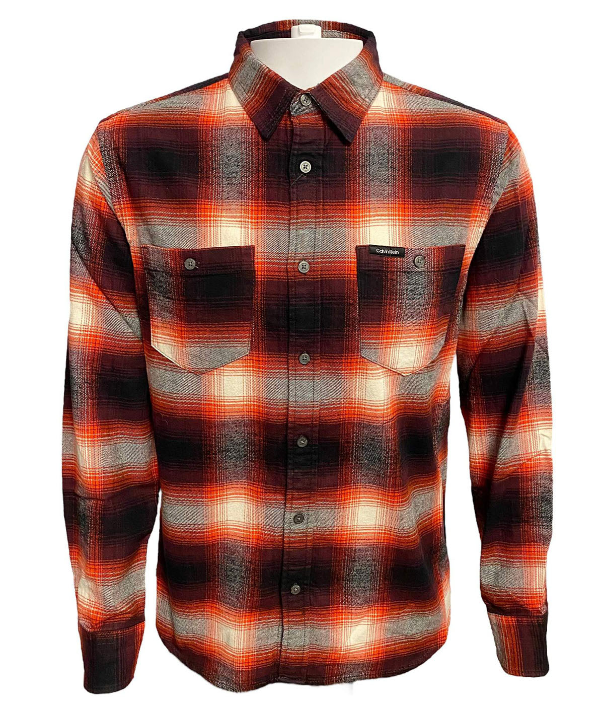  Calvin Klein Long Sleeves Iconic Patch Flannel Shirt - Winetasting - Bonton