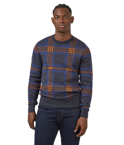 Jacquard Check Crew Neck Sweater