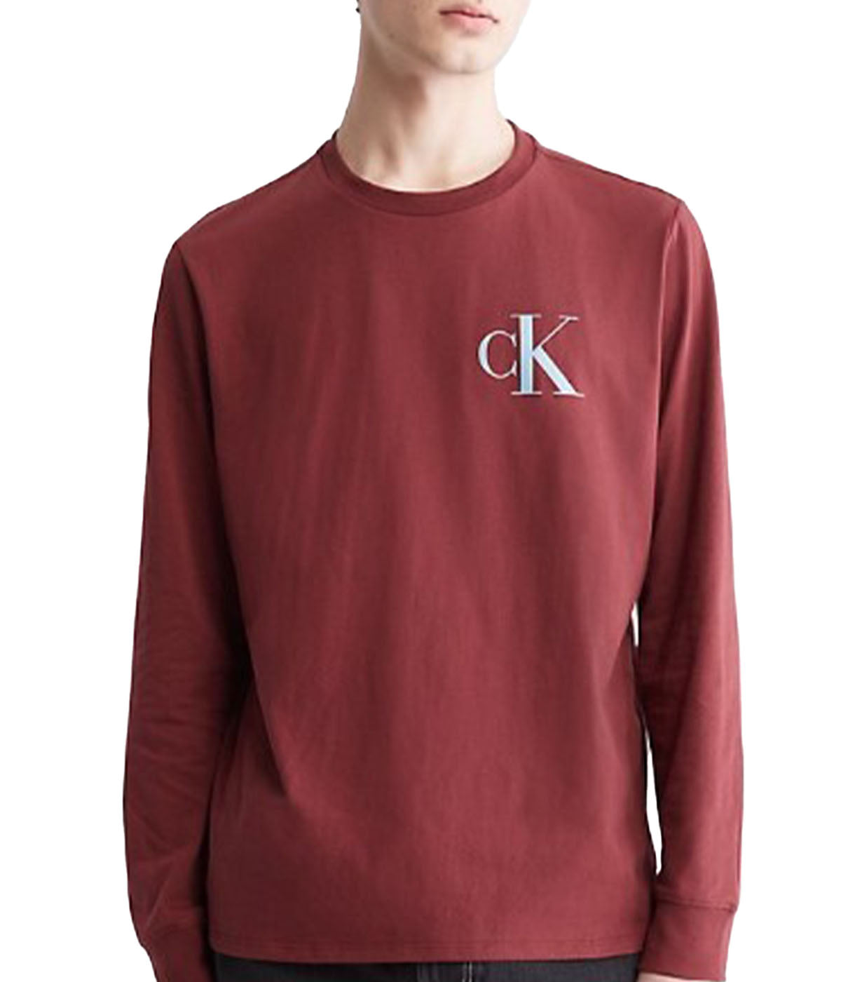  Calvin Klein Long Sleeves Bold Monogram Tee - Alpine Berry - Bonton